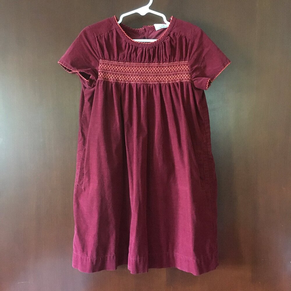 Mini Boden smocked corduroy dress 7-8Y